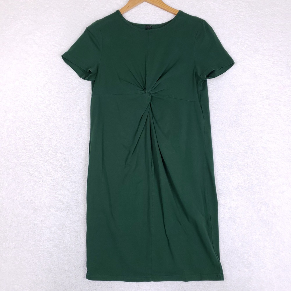 SHEIN Twist Front Tee Dress Womens XL Green Short Sleeve Casual Comfort